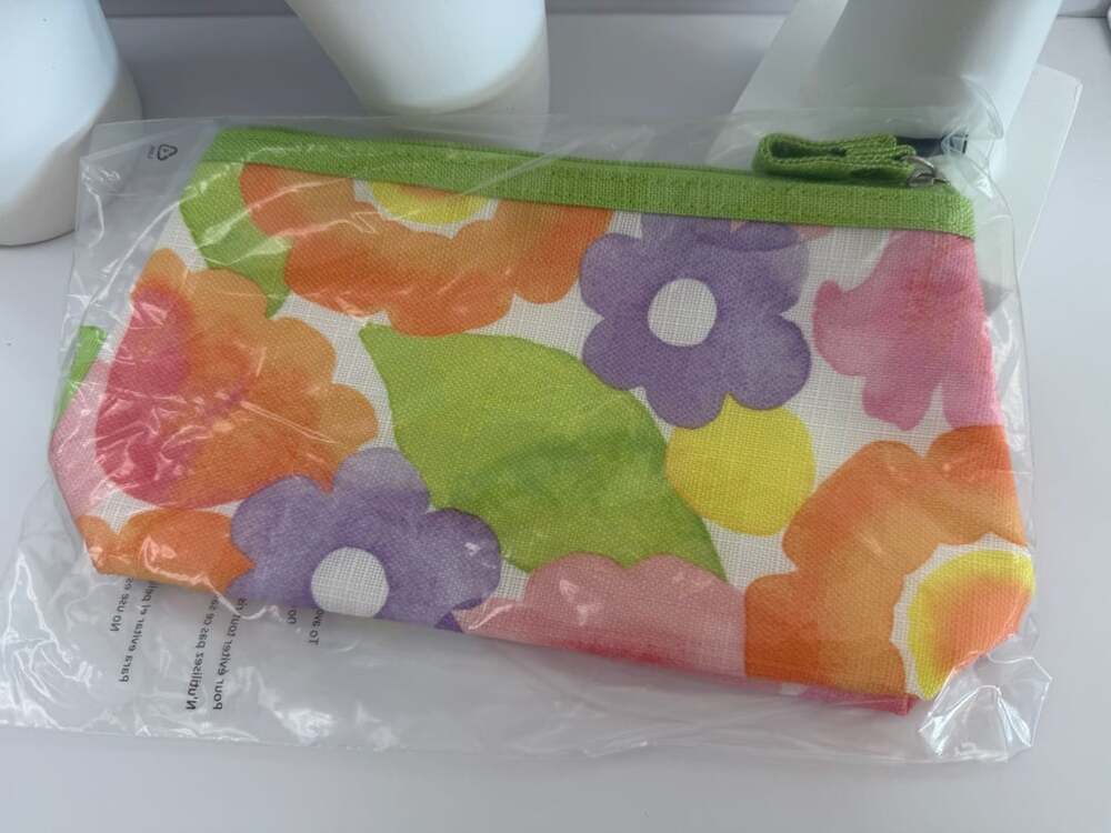 Clinique Multi Color Floral Cosmetic Makeup Travel Bag New